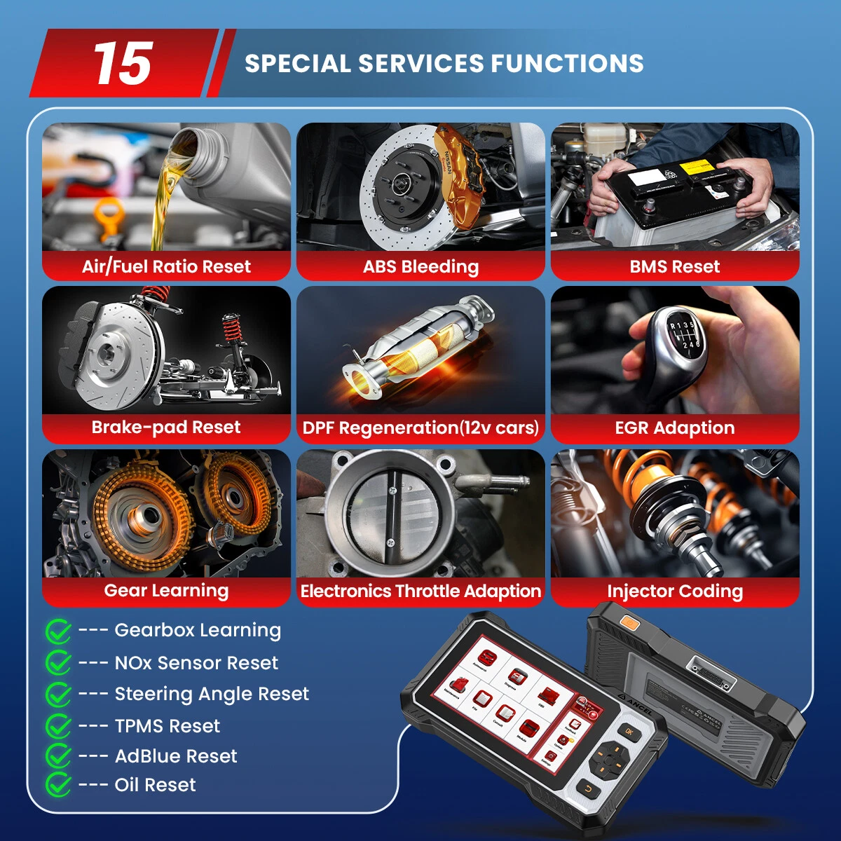 ANCEL FX6100 OBD2 Scanner Bidirectional Scan Tool, All System Car Diagnostic Tool with 15+ Resets, Injector Co-ding, Active Test, TPMS/EPB/Oil Reset, FCA AutoAuth, Lifetime Free Update