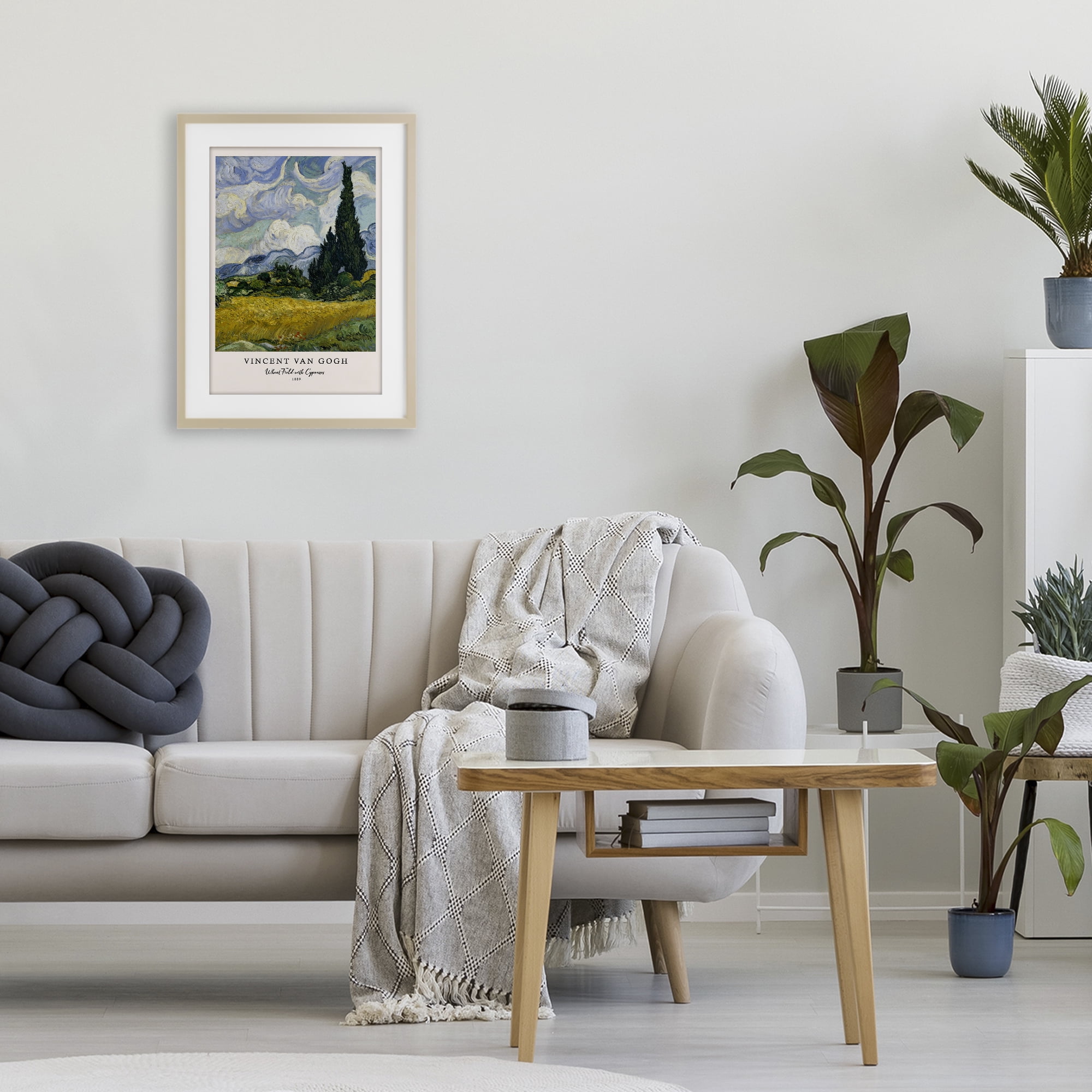 Stupell Industries Classic Wheat Fields with Cypresses Birch Framed Print Under Glass, design by Vintage Hustle