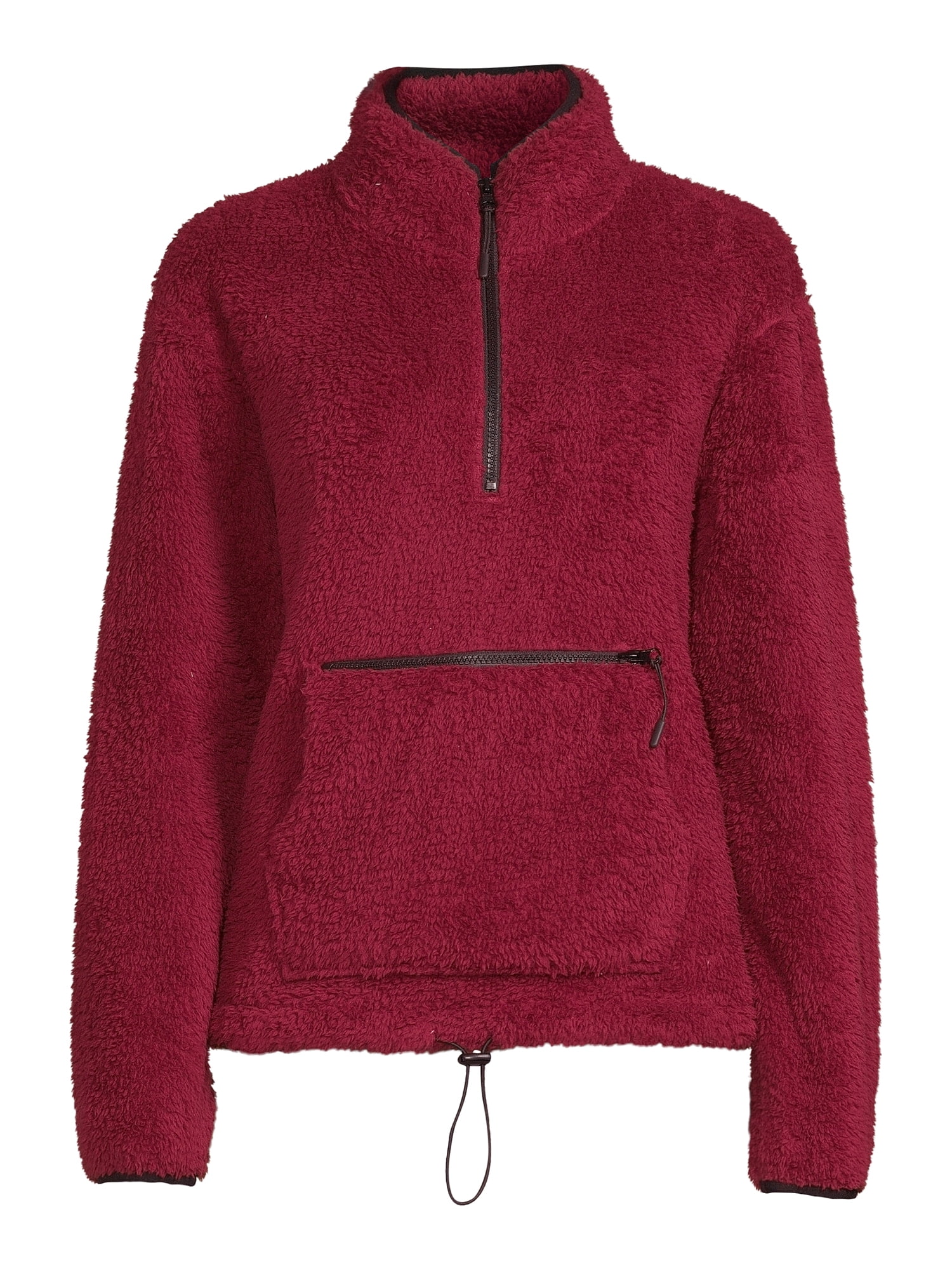No Boundaries Juniors’ Sherpa Mock Neck Half Zip Pullover