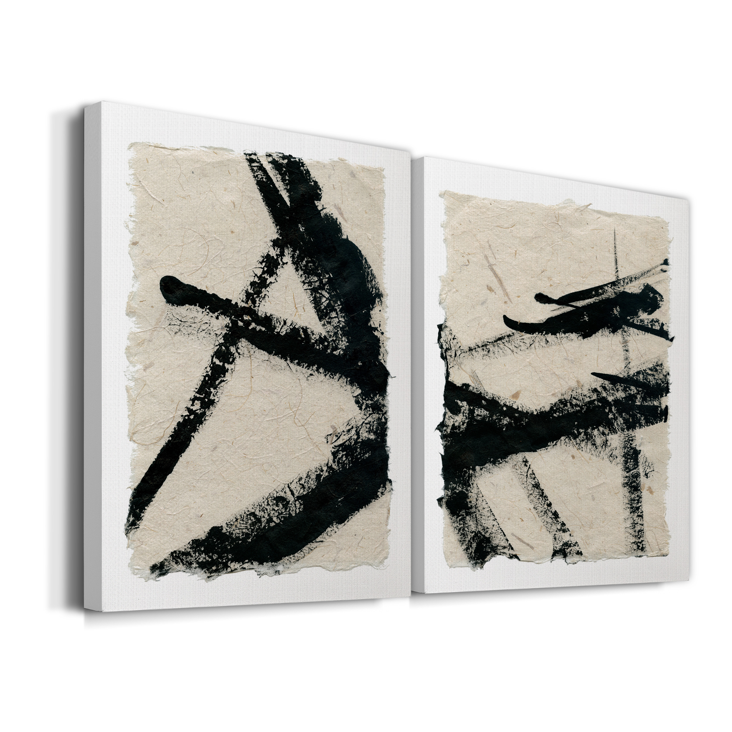 Lines Crossed I Premium Gallery Wrapped Canvas - Ready to Hang - Set of 2 - 24 x 36 Each