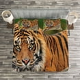 thumbnail image 3 of Ambesonne Tiger Quilted Bedspread Set 3 Pcs, Tiger Crouching on Rock, King Size, Multicolor, 3 of 3