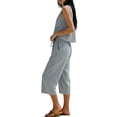 thumbnail image 3 of Uootdi Womens Two Piece Sets Stripe Print Sleeveless Top Wide Leg Pants Loose Fit Breathable Pullovers Casual Loungewear Outfits Summer Comfort Style Gift, 3 of 4