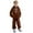 Brown, variant on XUELUO Toddler Boys Casual Outfit Sets Letter Print Hooded Long Sleeve Sweatshirts Tops And Pants Casual Activewear,Brown,2-3 Years