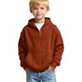 thumbnail image 2 of Boys Waffle Knit Quarter Zip Hoodie, Long‑Sleeve Half‑Zipper Pullover Top With Kangaroo Pocket, Soft Textured Loose‑Fit Hooded Sweatshirt, 2 of 6