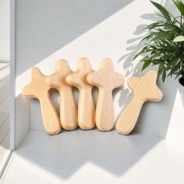 5 cruces de madera para sostener cruces de bolsillo, adorno para que cuida la palma, amigo, vecino, cruz de oración de mano pequeña, cruz de ma A