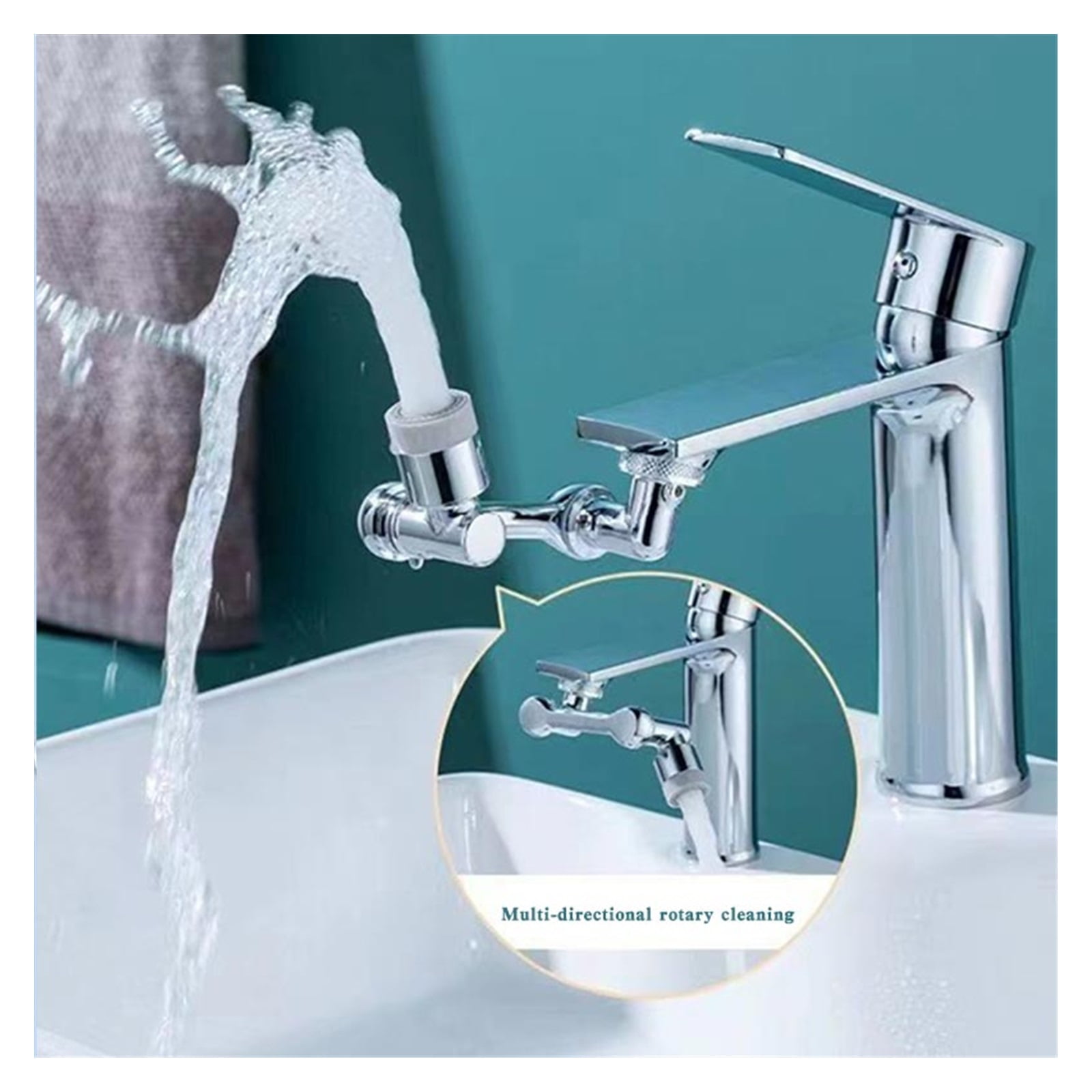 1080° Universal Faucet Extender Rotatable Lifting Robotic Arm Kitchen Bathroom All Copper Basin Splash Spout Extension Aerator ,Water Saving