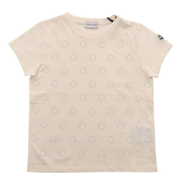 Moncler Girls Crystal Logo Cotton T-Shirt, Size 8Y