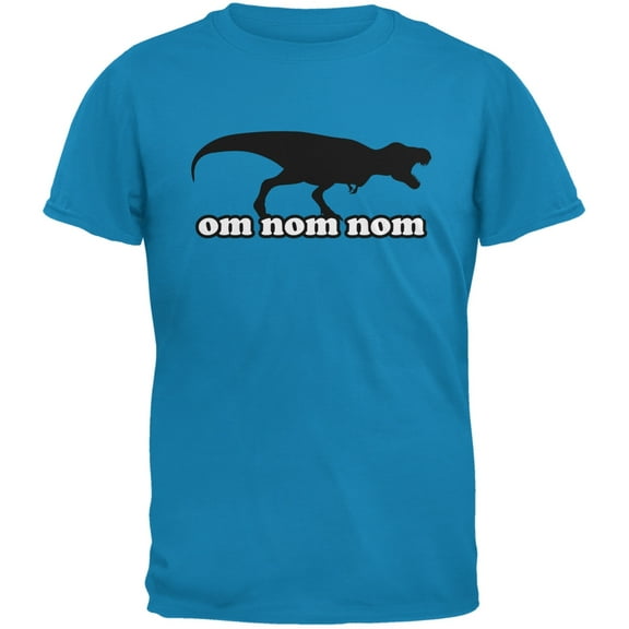 Jurassic - T-rex Om Nom Nom Sapphire Blue Adult T-Shirt - Large