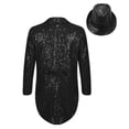 thumbnail image 2 of Alvivi Kids Boys Shiny Sequins Tailcoat Blazer with Fedora Hat Wedding Party Tuxedo Suit Dress Coat Black 14, 2 of 7