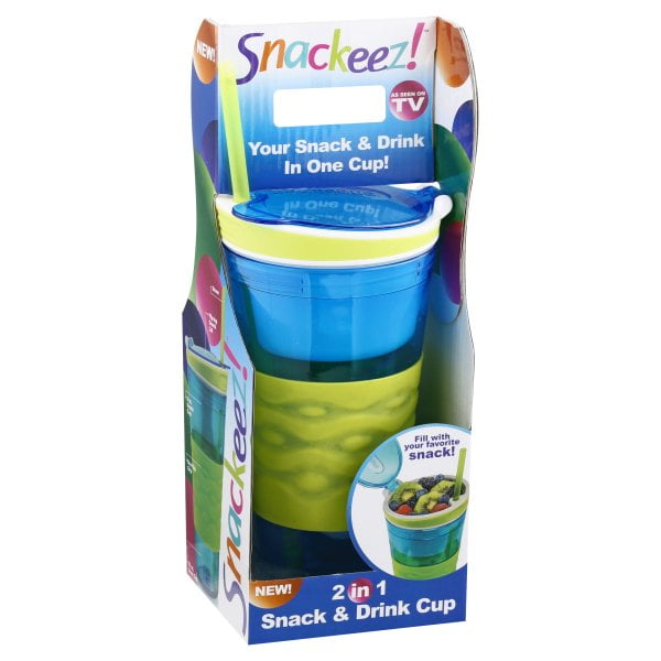 Snackeez 6022504 16 oz Snack & Beverage Holder, Blue