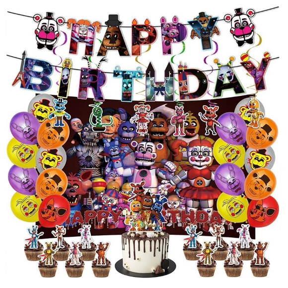 Décorations de Fête d'Anniversaire Five Night Funtime Freddy Bannière Fournitures de Fête de Baby Shower Ballons FNAF Vaisselle Jetable Dessus de Table
