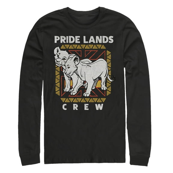 Men's Lion King Simba & Nala Pride Lands Crew Long Sleeve Shirt Black 2X Large