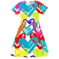 thumbnail image 4 of LOVZFMLL 3-12 Years Kid's Fashion Printed Dreamy Short Sleeved Round Neck Dress, 4 of 5