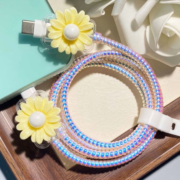 Tianyeda 2Pcs Charging Cable Protectors with 1pc Spiral Protective Rope