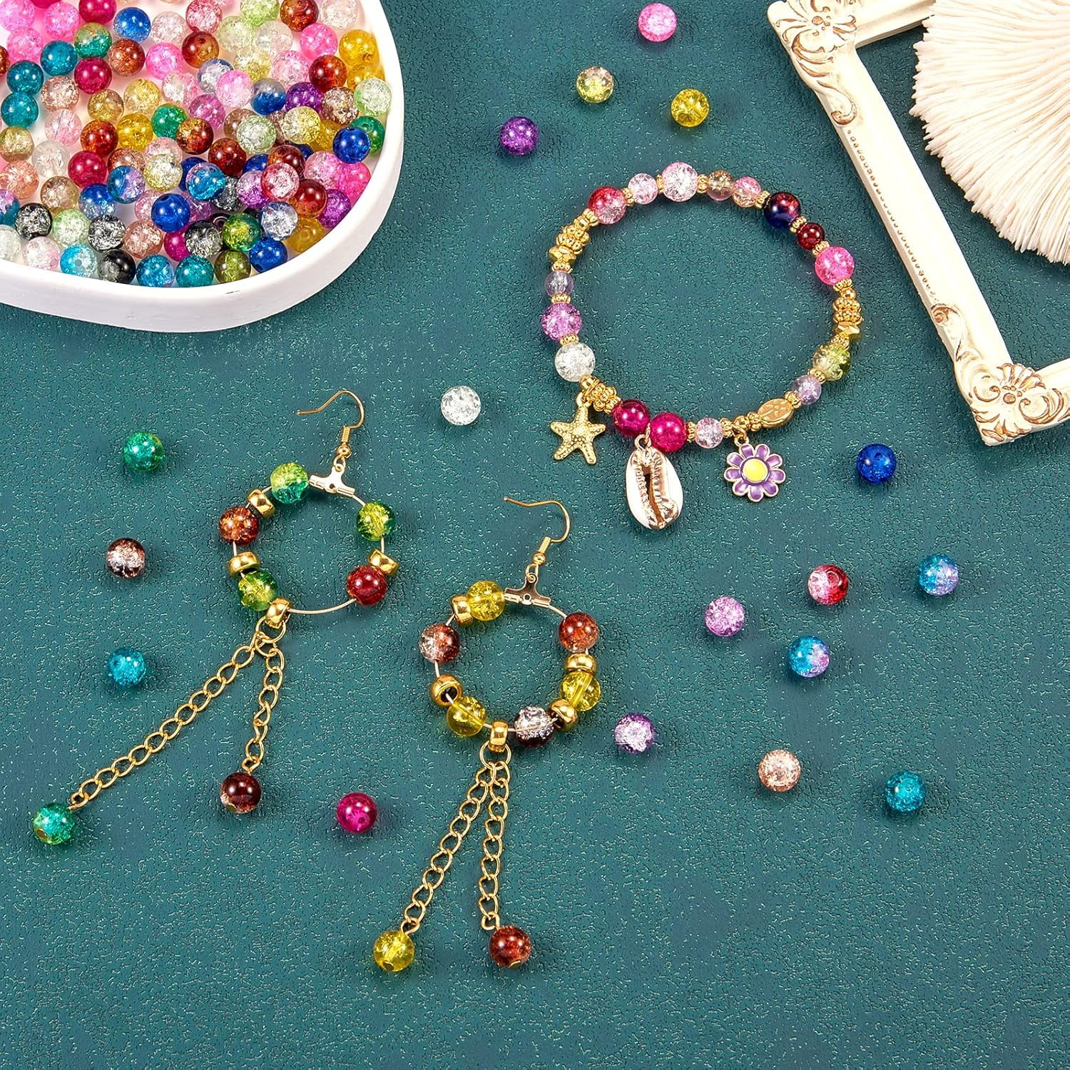 720pcs 8mm Spray Painted Glass Beads Mixed Color Pony Round Spacer