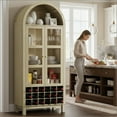 thumbnail image 5 of 70" Tall White Engineered Wood Arched Wine Cabinet with 18-Bottle Rack, 5 of 8