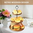 thumbnail image 6 of Cupcake Stand with Serving Tray and Metal Rod Rustic Wooden Tiered Cupcake Stand Decorative Tiered Tray Stand Display Dessert Holder for Home Tea Party Baby Shower Wedding Farmhouse Kitchen Decor, 6 of 7