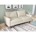 thumbnail image 2 of Koby Home's Collection Luca Modern Futon Sofa, Upholstered in Faux Leather with Track Arms, Cushion Back, and Wooden Legs, Living Room Furniture, Soft White Color, 2 of 4