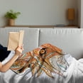 thumbnail image 3 of Tribal Soft Flannel Fleece Throw Blanket, Geometric Fox Portrait with Oriental Ornaments Totem Animal Fauna Design Print, Cozy Plush for Indoor and Outdoor Use, 60" x 80", Orange Amber, by Ambesonne, 3 of 5