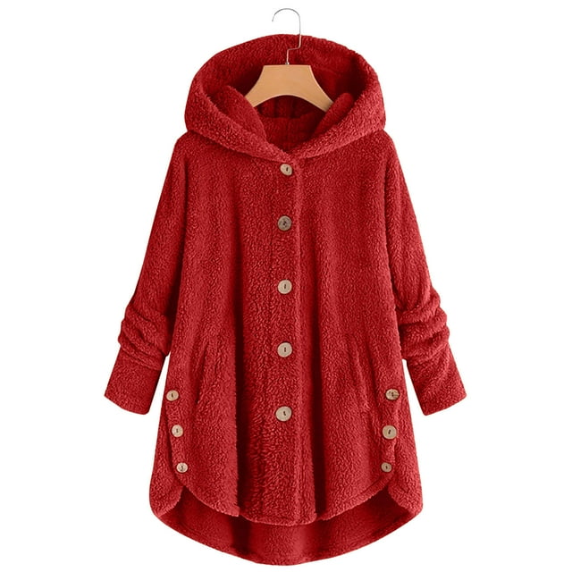 UPPADA Womens Fleece Jackets Winter Hooded Cardigans Cold Weather Jacket Button up Warm Coat Plus Size Flannel Sherpa Overcoats Zipper Heavy Winter Outwear with Pockets, Deals 2024