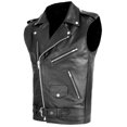 thumbnail image 2 of MYG Gilet Sans Manches pour Homme en Similicuir à Revers, Style Moto, Veste Mode Hip-Hop, 2 of 9