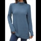 thumbnail image 1 of Camiseta Holgada de Larga con Cuello Alto y Estampado Geométrico de Jacquard para Mujer, Otoño e Invierno. Azul Oscuro XL, 1 of 10
