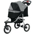 thumbnail image 1 of Pet Stroller with 3 Wheels, One-click Folding Design, Adjustable Canopy, Zippered Mesh Window Door, Grey, 1 of 6