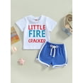 thumbnail image 2 of Infant Baby Boy 4th of July Outfit Short Sleeve Shirts Tops and Shorts American Flag Independence Day Baby Clothes, 2 of 9