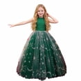 thumbnail image 2 of Tfken Girls Christmas Dresses Sleeveless A-Line Gown High Waist Flowy Tiered Formal Elegant Winter Soft Comfy Performance Holiday Party Xmas Dress,Size 5-14 Years Green, 2 of 4