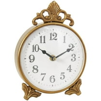 DecMode 9" Gold Metal Scroll Antique Style Clock