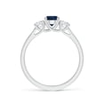 thumbnail image 2 of ANGARA Natural Classic Round Sapphire and Diamond Three Stone Ring in 14K White Gold for Women (Size-5mm) | September Birthstone, Anniversary, Jewelry Gift for Women | Natural Blue Sapphire Ring, 2 of 9