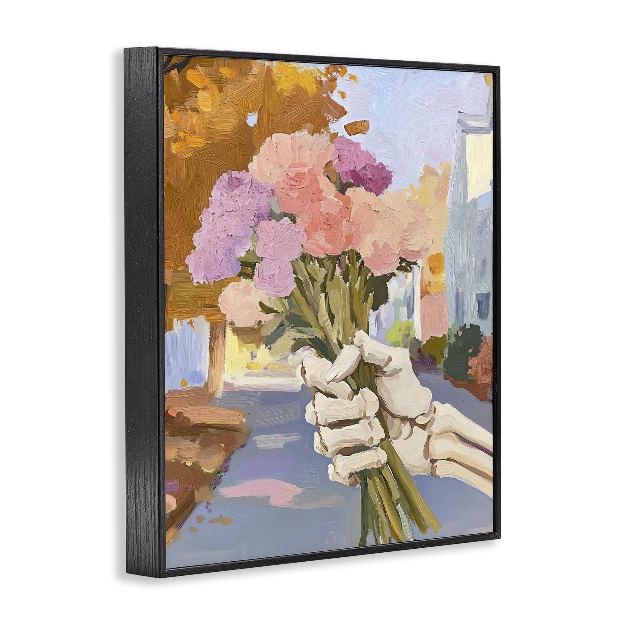 Stupell Industries Skeleton Hand Holding Flowers Black Framed Giclee Art, design by The Prints Vibe