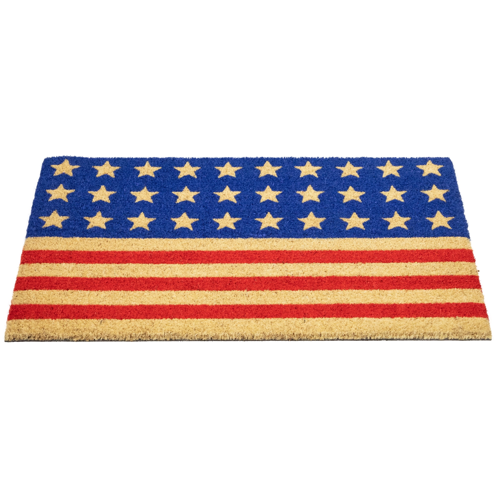 Northlight Americana Stripes and Stars Coir Outdoor Doormat - 18" x 30"