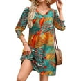 thumbnail image 5 of SIEANE Women's summer boho V-neck floral elegant breathable short-sleeved lazy dress S-2X, 5 of 5