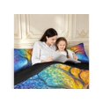 thumbnail image 4 of Homewish Vintage Tree Of Life Full Size Comforter Sets,Colorful Botanical Print Bedding Comforter Set,Blue Purple,Black Reversible,3-Piece,1 Comforter and 2 Pillowcases, 4 of 7