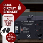 LiteFuze LT-1500 1500 Watt Voltage Converter Transformer - Step Up/Down - 110V/220V - Circuit Breaker Protection