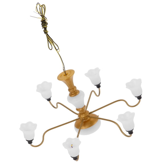 FRCOLOR Furnishing Dollhouse Chandelier 8.50X8.50X5.50CM Golden
