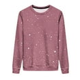 thumbnail image 2 of ZUKMRJPC Women's Crewneck T-Shirts Casual Long Sleeve Fashion Shiny Printing Solid Color Pullover Tees Fall Fashion Loose Fit Comfy Tops, 2 of 7