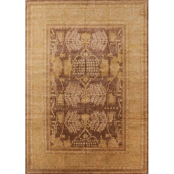 Ahgly Company Indoor Rectangle Mid-Century Modern Orange Oriental Area Rugs, 7' x 10'