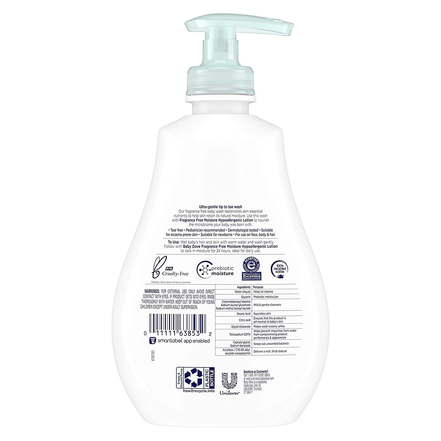 Baby Dove Tip To Toe Wash Sensitive Moisture Fragrance Free 13 oz Pack of 4