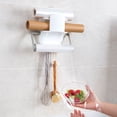 thumbnail image 4 of Roll Paper Towels Tinfoil Holder Wall Mount for Kitchen Cling Film Dispenser Sauce Bottle Storage Rack Household Kitchen Refrigerator Cling Film Storage Rack Roll Paper Hanging Holder, 4 of 8