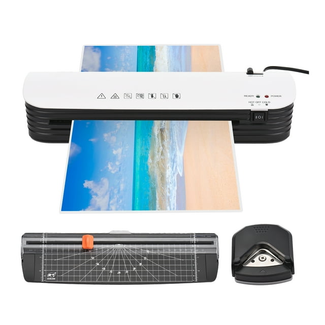 Amdohai Thermal Laminator Desktop A4 Laminator Machine with Laminating Paper Cutter Corner Rounder Automatic Laminator Paper Trimmer for Home School Office
