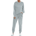 thumbnail image 2 of Fantaslook Two Piece Sets for Women Crewneck Long Sleeve Ribbed Sweatsuits Pullover Lounge Set with Pockets Casual Tracksuit Fall Outfits, 2 of 7