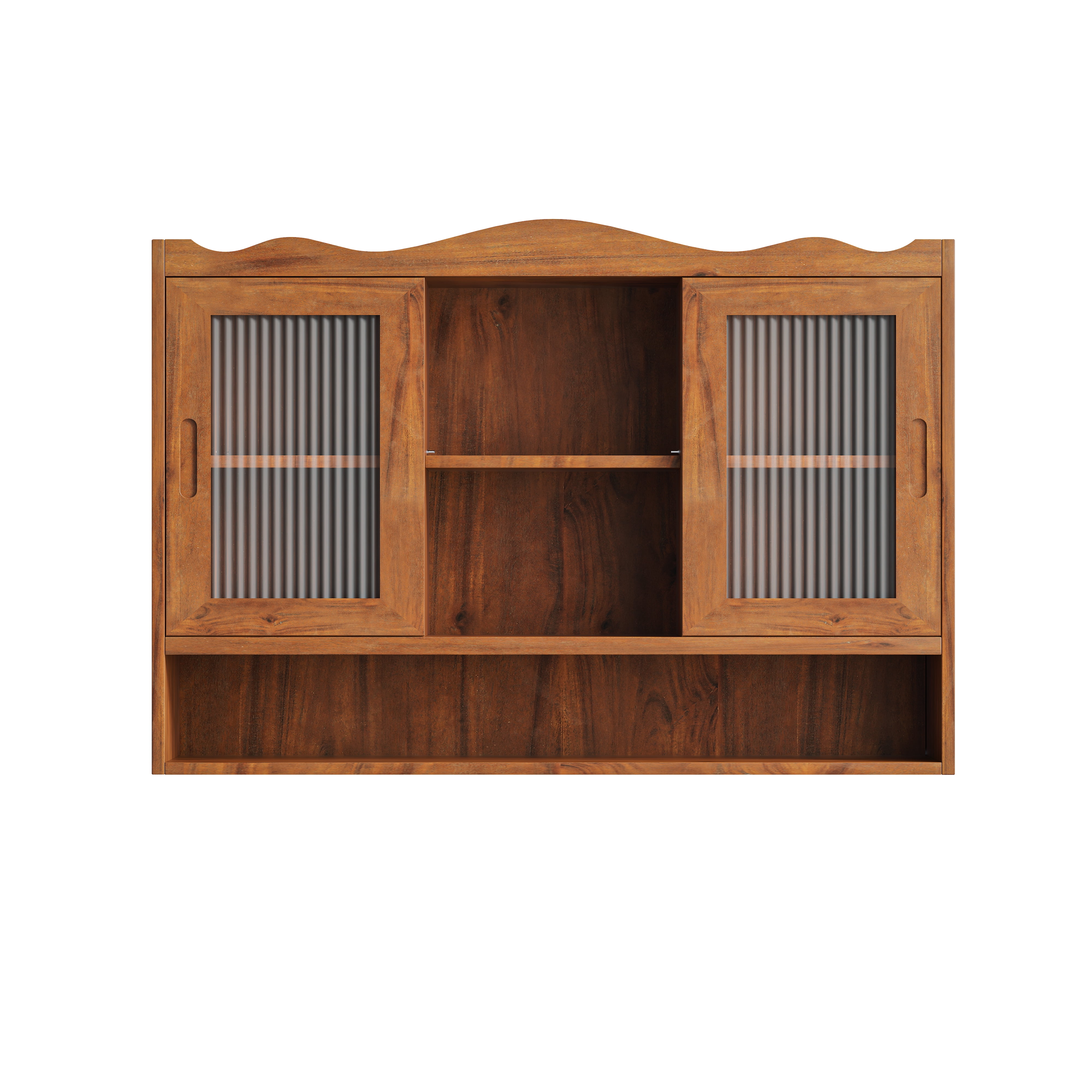 35.4" Retro 2 Door Sliding Cabinet Three Layers of Storage Space, Suitable for Bathrooms, Kitchens, Dining Rooms, Brown