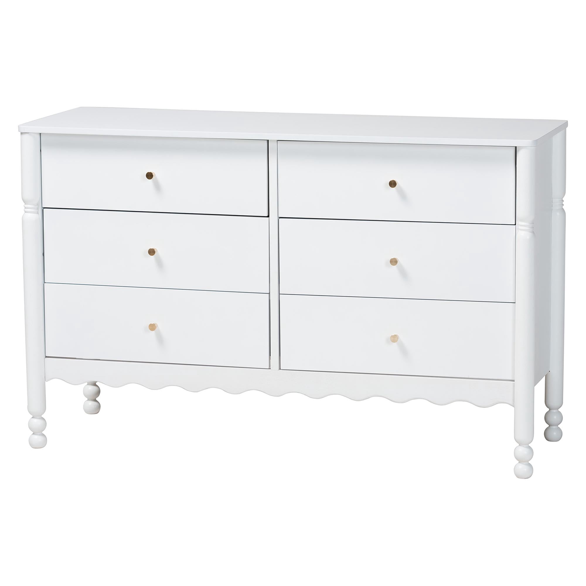 Baxton Studio Hoffman Modern Farmhouse Dresser, 6-Drawer, White