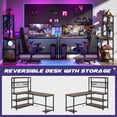 thumbnail image 6 of Fnova 55" L-Shaped Office Desk with Hutch, Reversible Computer Corner Desk with Wireless Charging and Shelves for Home Office, Brown, 6 of 9