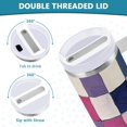 thumbnail image 3 of Yayeee 30oz Stainless Steel Tumbler with Straw and Handle Double-Wall Insulated Travel Water Bottle, Pink and Purple Plaid Pattern, 3 of 8