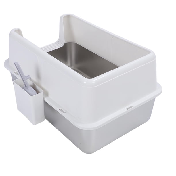 Bandeja De Acero Inoxidable Extra Grande, Caja De Para Gato De Acero Inoxidable De Gato Grande Con Tapa XL Pan De Metal Medra De Metal Lados De Pared Altos Probas De Fugas