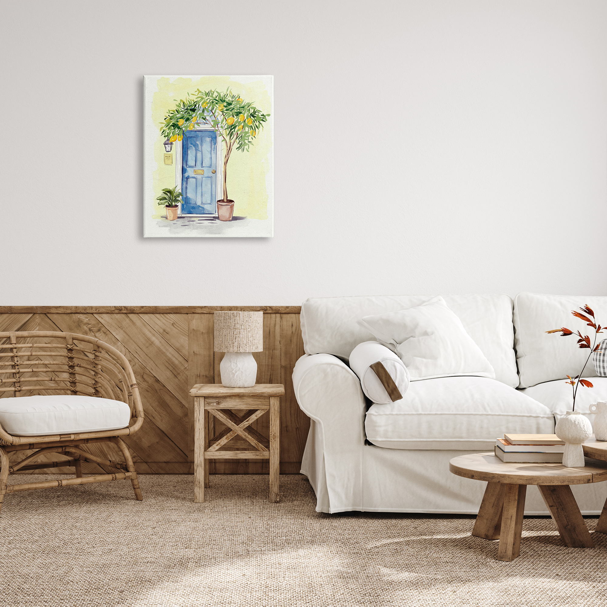 Stupell Industries Lemon Tree in Doorway Food & Beverage Painting Gallery Wrapped Canvas Art Print Wall Art, 24 x 30