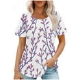 thumbnail image 2 of Short Sleeve Shirts for Women Casual Womens T Shirts Cotton Floral Tops for Women Summer Tops, 2 of 7